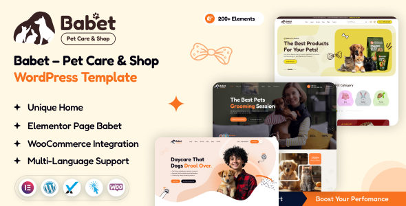 Babet (v1.0.2) Pet Care & Shop WordPress Theme