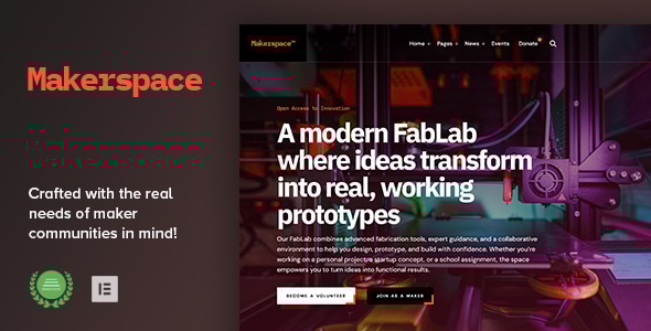 Makerspace (v1.0) FabLab & Community Workshop WordPress